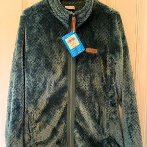 womens teal fleece zip up coat